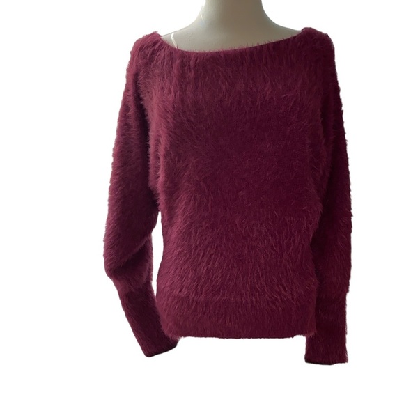 Anthropologie Sweaters - Anthropologie Fuzzy Burgundy Sweater